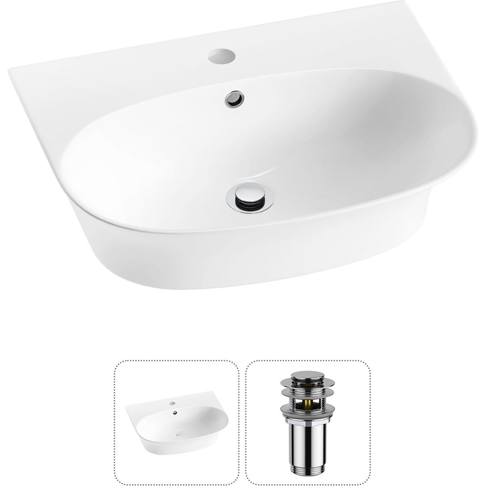 Изображение товара Комплект раковина для ванной Wellsee Lavinia Boho 55x43 см белая санфарфор