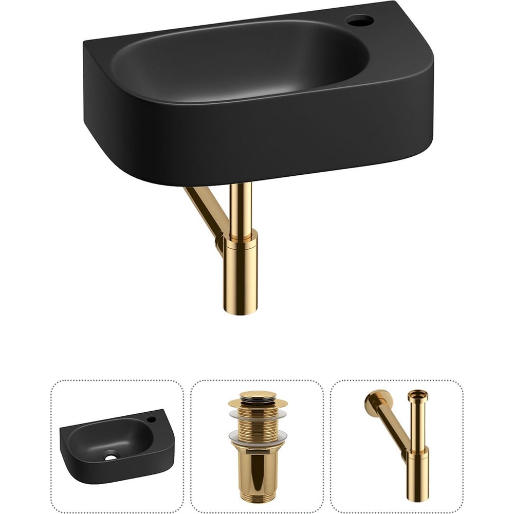 Изображение товара Комплект Wellsee Lavinia Boho 3 в 1: черная подвесная раковина 40x22 см