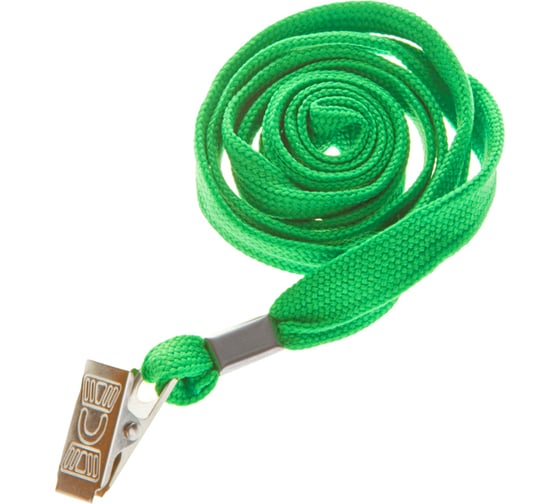 Изображение товара Шнурок для бейджей OfficeSpace 45 см, металлический клип, зеленый 284665