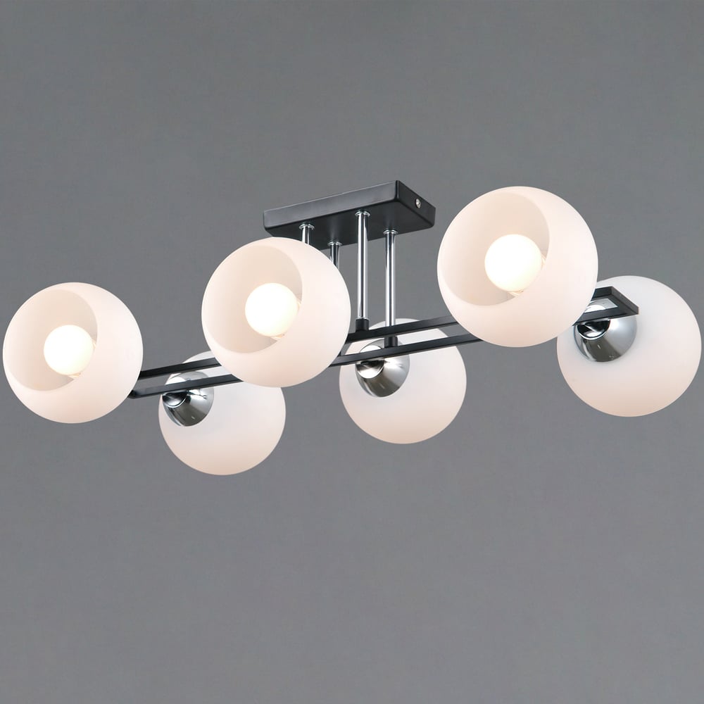 Изображение товара Потолочная люстра ILLUMICO IL0791-6CSQ-25 BK CR TRENTO черная с хромом, 6 ламп