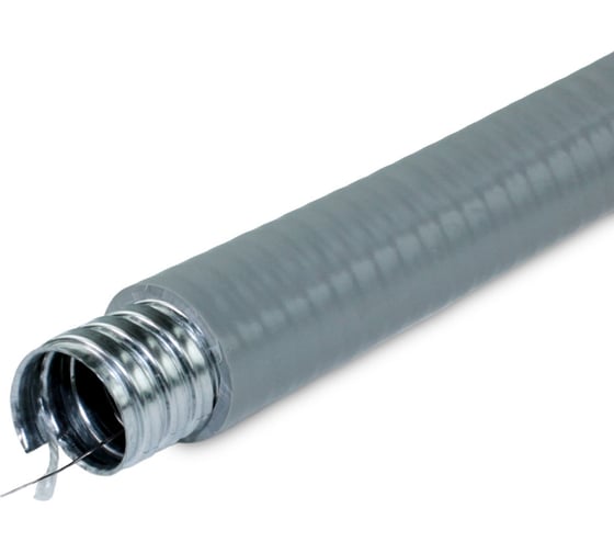 Изображение товара Металлорукав в ПВХ изоляции ГОФРОМАТИК МПГ нг толстостенный, 38, 20 м/упаковка, серый, с протяжкой zeta42855