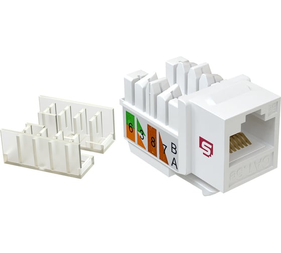 Изображение товара Вставка Keystone SYSMATRIX Jack RJ-45 90 градусов категория 5e неэкранированная заделка тип 110 цвет белый ( 5шт. в упаковке ) KJ 5EU090.TLWH.VI5