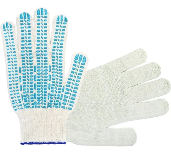 Изображение товара Двойные перчатки с ПВХ АНТЕЙ ПЛЮС Зима, протектор, 10 класс, 267 текс, 97-100 гр, белые, 150 пар 0050