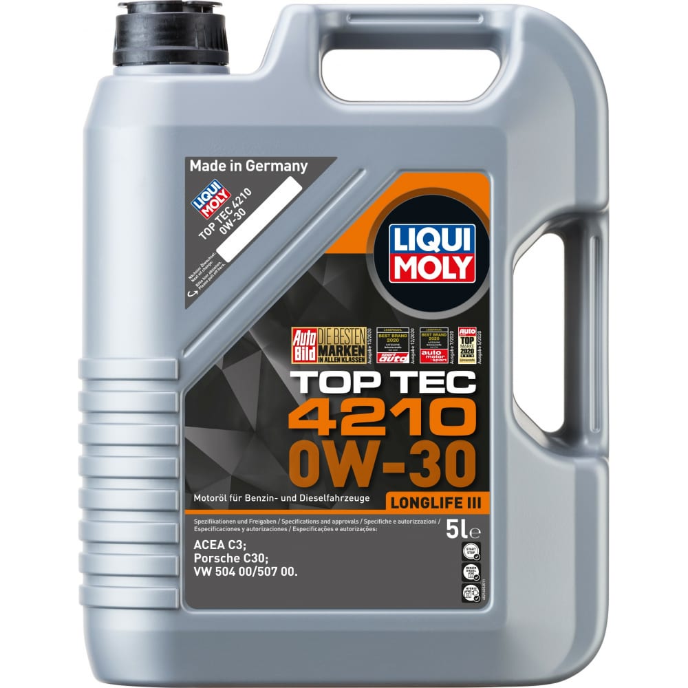 НС-синтетическое моторное масло LIQUI MOLY 0W30 21605 Top Tec 4210 0W-30 C3 - фото 1