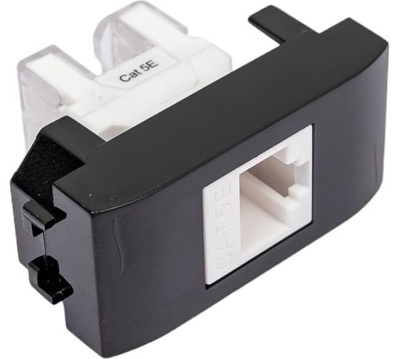 Изображение товара 1-местная компьютерная розетка DKC скрытой проводки Brava 1 модуль RJ45 5E черная 77654N