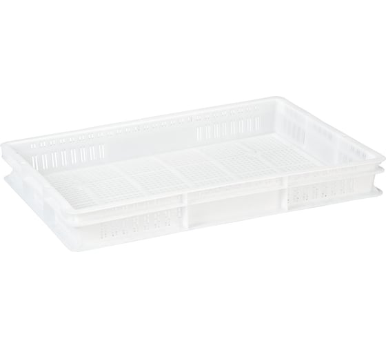 Изображение товара Ящик полимерный Тара.ру 600x400x75 перф. натуральный мороз 35656