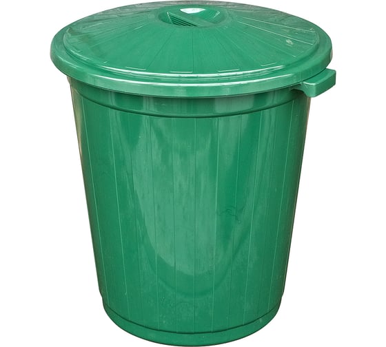 Изображение товара Бак мусорный ALMIN 105л h660d600 мм круглый зеленый пластик с крышкой ПЛ-42018