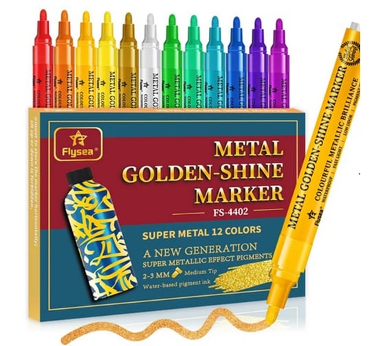 Изображение товара Набор маркеров Flysea Golden Shine marker, упаковка 12 цветов FS-4402