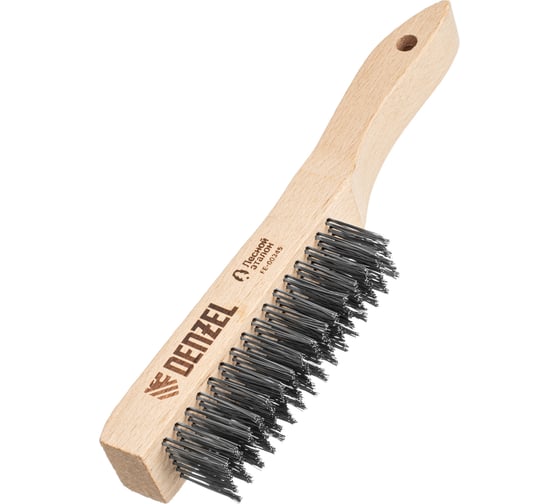 Изображение товара Щетка зачистная 6-и рядная Denzel прямая проволока из нержавеющей стали с деревянной ручкой, EFP 74846