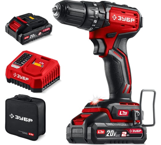 Изображение товара Бесщеточная ударная дрель-шуруповерт ЗУБР 20 В, 45 Н·м, 2 АКБ LMS (2 А·ч) сумка ДБУ-45-22