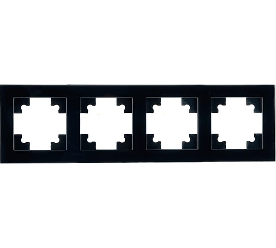 Изображение товара 4-местная горизонтальная стеклянная рамка STEKKER GFR00-7004-05, серия Катрин черный 39521