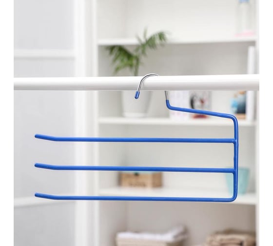 Изображение товара Антискользящая вешалка для брюк Доляна трехуровневая 35х22,5 см, цвет МИКС 1476785