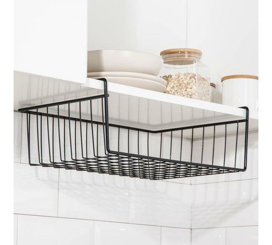 Изображение товара Подвесная сетчатая корзина Доляна 37.5х24.5х15 см, на полку, цвет черный 3752551