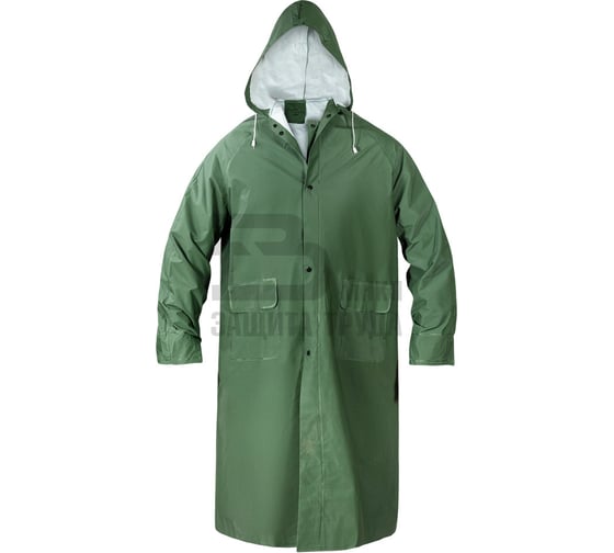 Изображение товара Плащ ПВХ ЗТ влагозащитный с капюшоном Анхель. Цвет зеленый р-р 60 штука 520056