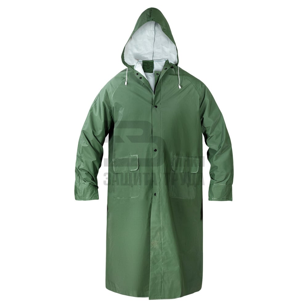 Изображение товара Влагозащитный плащ ПВХ с капюшоном Анхель для взрослых 52 размер зеленый