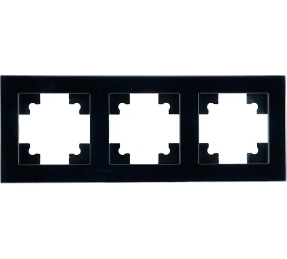 Изображение товара 3-местная горизонтальная стеклянная рамка STEKKER GFR00-7003-05, серия Катрин черный 39520