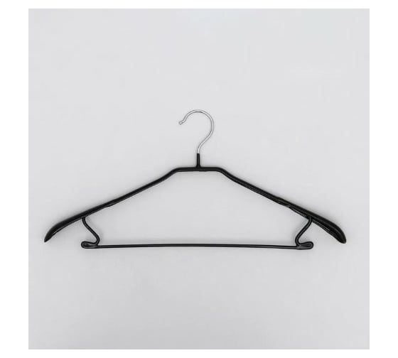 Изображение товара Антискользящая вешалка Доляна широкие плечики 45х21 см металл ПВХ покрытие, черный 1290715