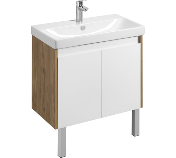 Изображение товара Тумба под раковину Сканди Doors 80 AQUATON белый, дуб рустикальный 1A282901SDZ90