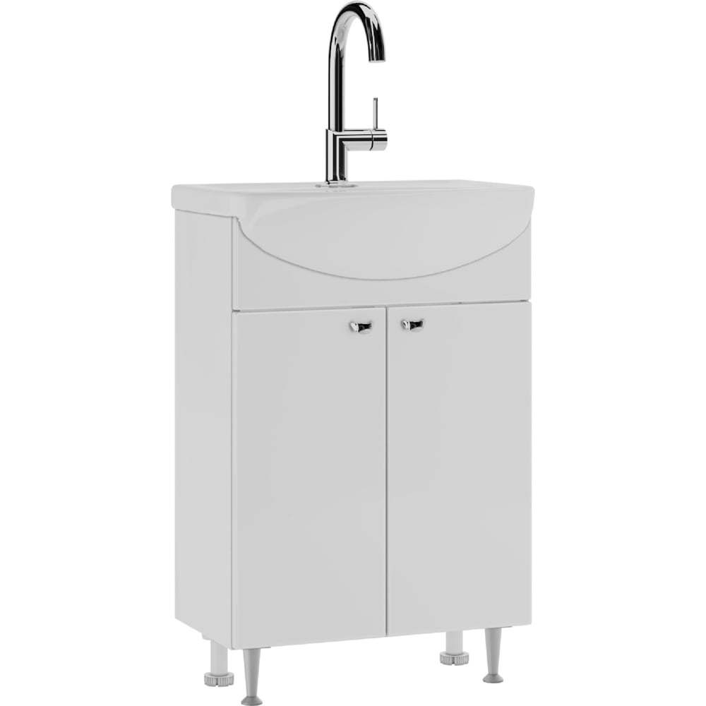 Изображение товара Тумба под умывальник Исеть 55 Домино Лидер без ящика, белая, напольная