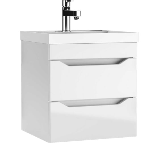 Изображение товара Тумба подвесная под умывальник Bazis 50 Айсберг Ева с двумя ящиками В2 DA5919T