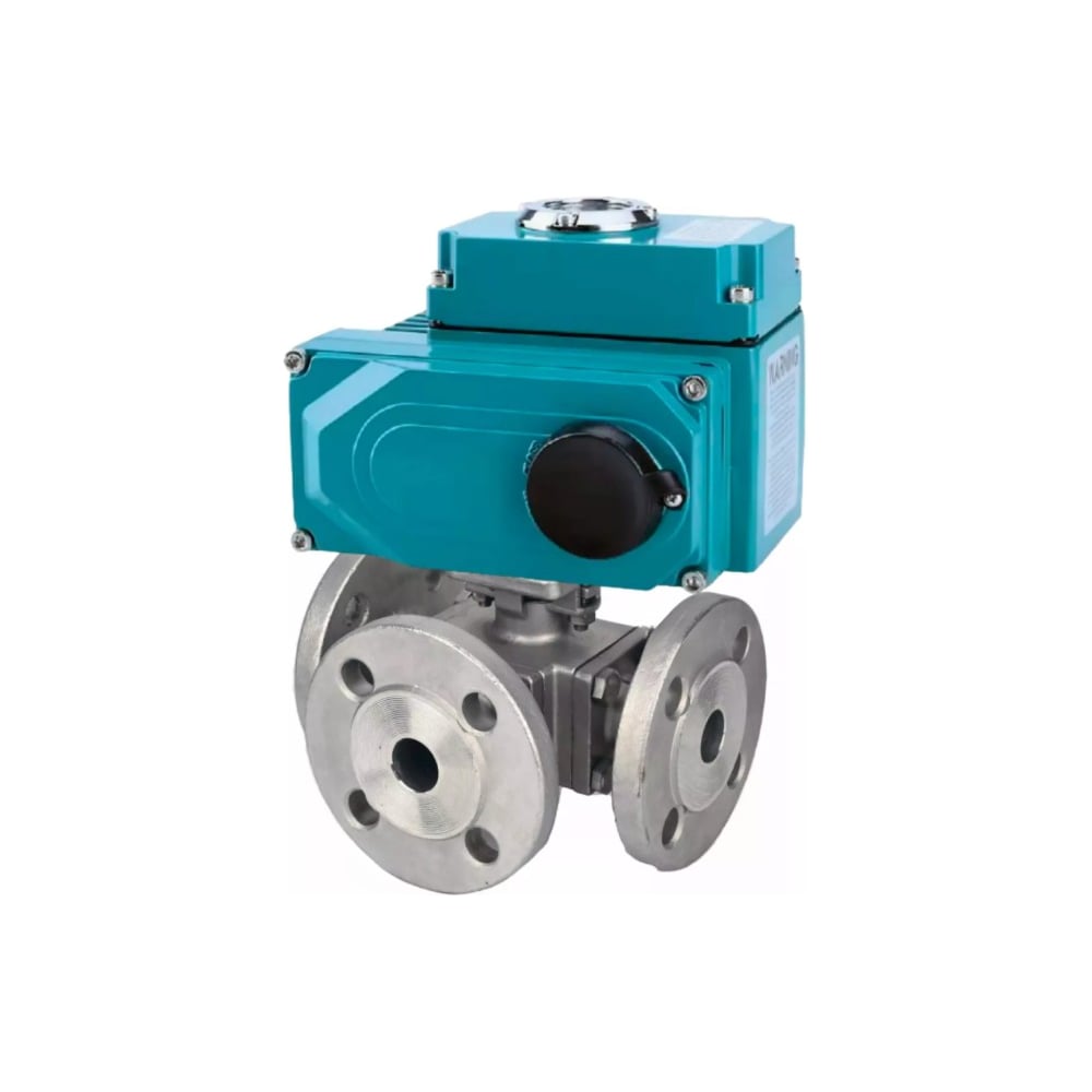 Изображение товара Кран шаровой DN.ru 316-316-PTFE L-тип Ду40 Ру16 электропривод 24В