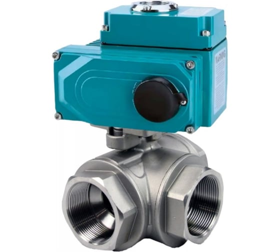 Изображение товара Кран шаровой DN.ru RP.SS316.200.MM-ISO L-тип Ду20 Ру63, 1/4-оборотный электропривод 380В D160-60556