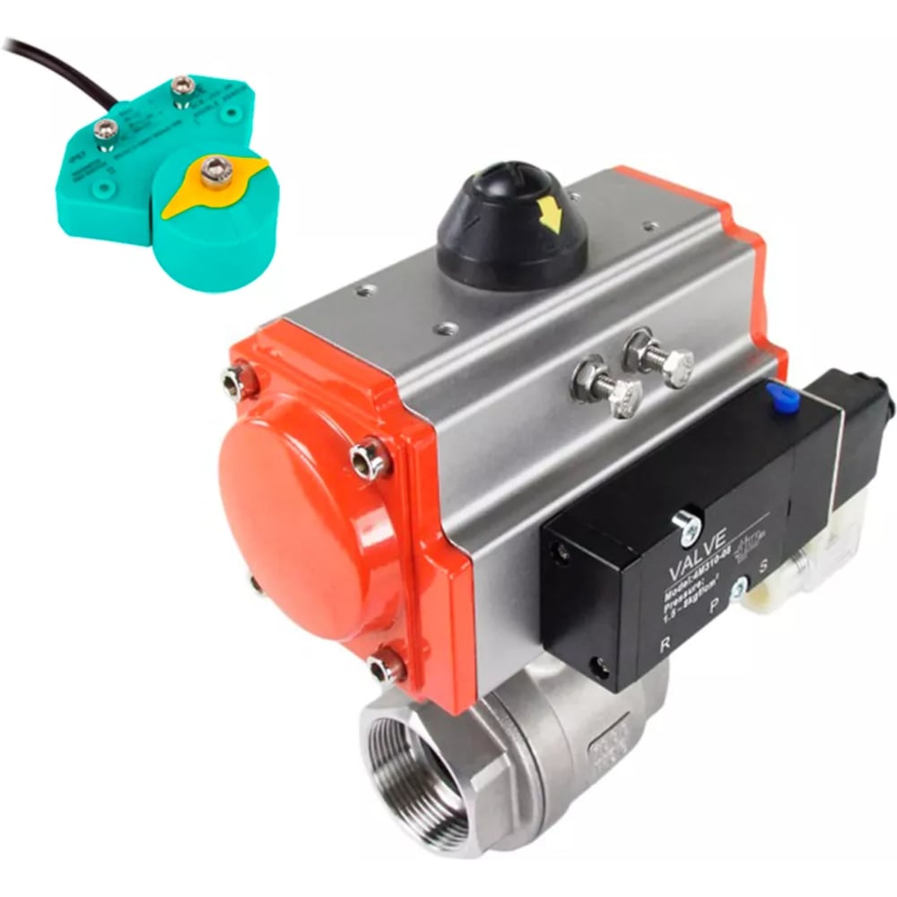 Изображение товара Кран шаровой DN.ru КШМП.316.230-ISO Ду20 Ру63 с пневмоприводом профессиональный