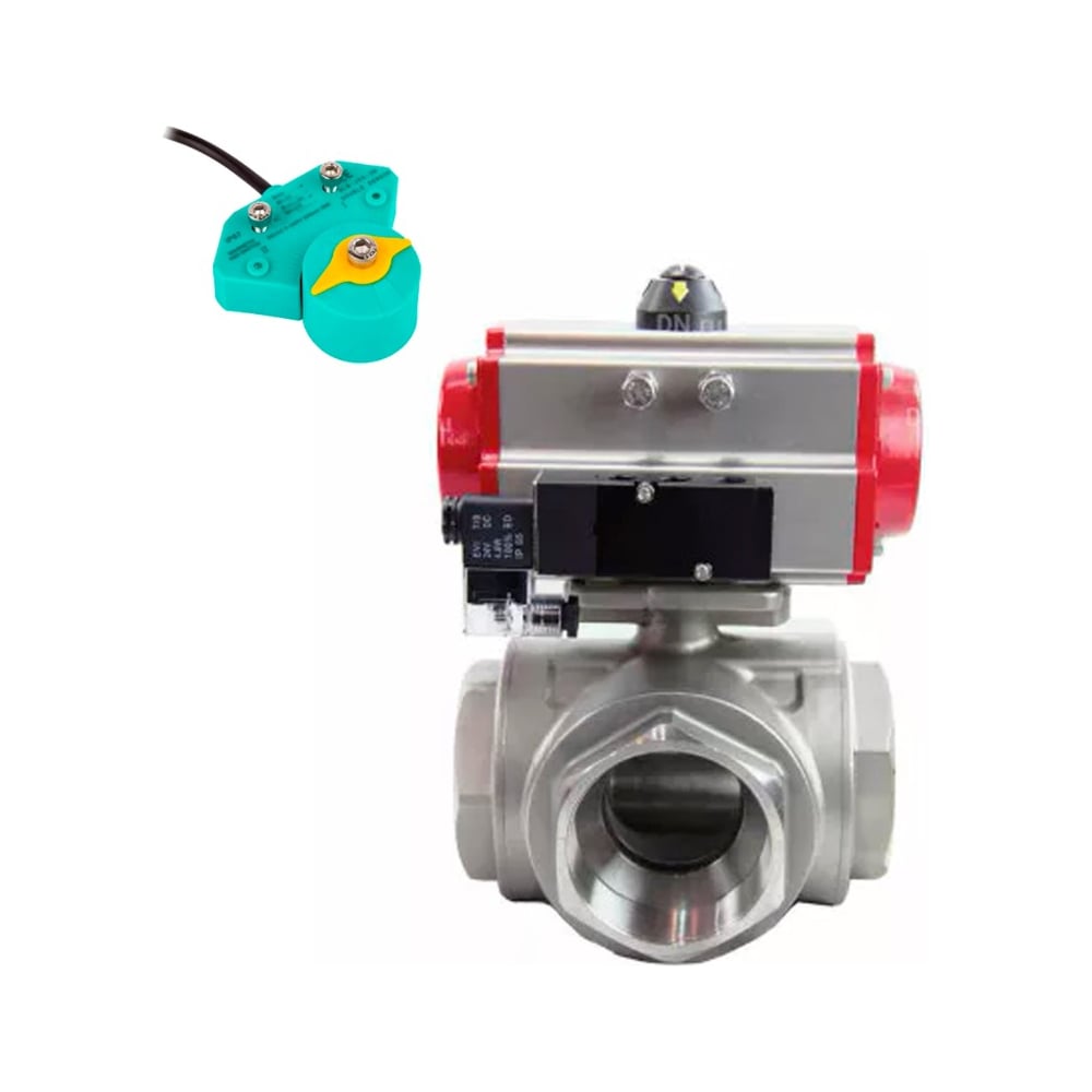 Изображение товара Кран шаровой нержавеющий трехходовой DN ru63 Ду25 200°C PN63