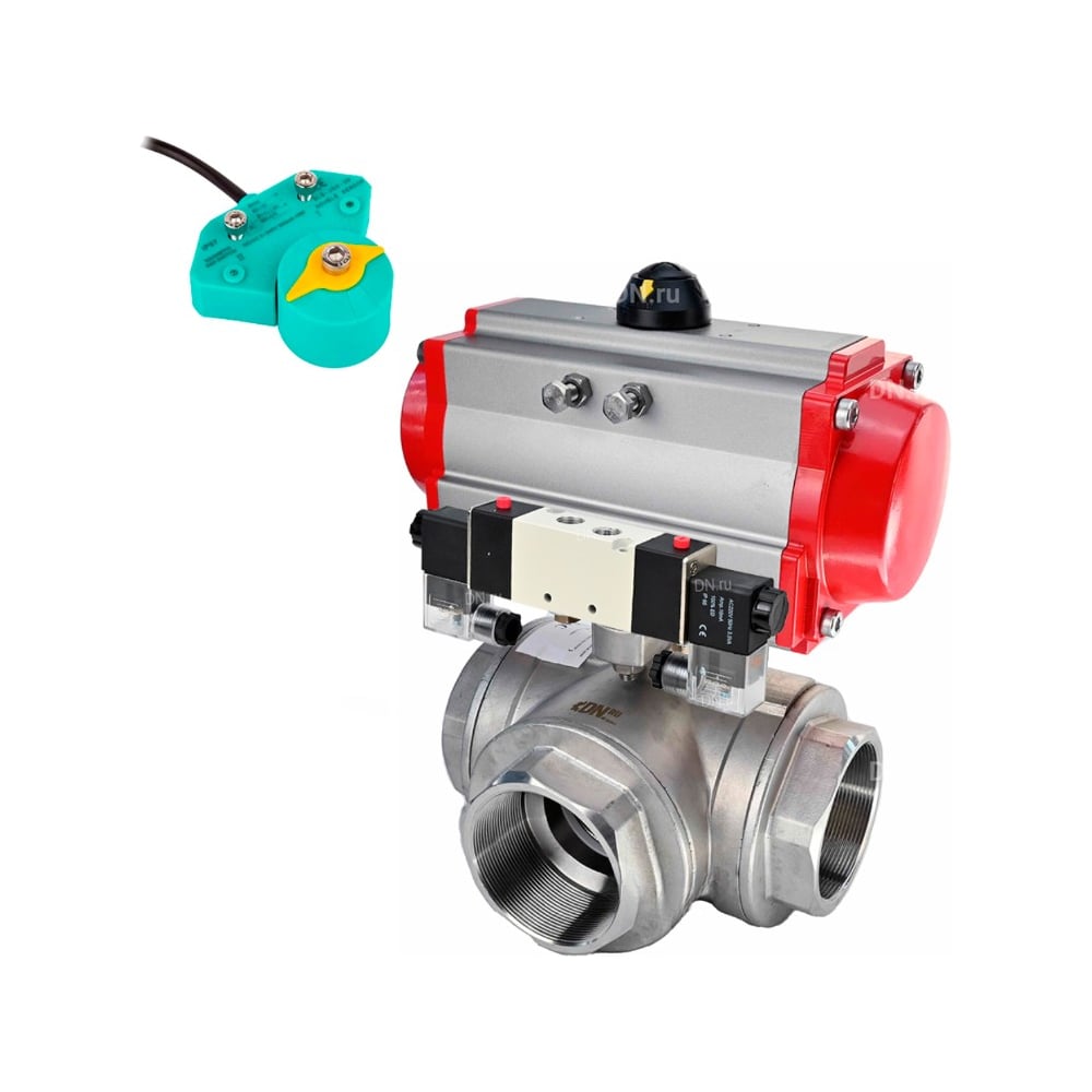 Изображение товара Кран шаровой DN.ru RP.SS316.200-ISO L-тип Ду25 Ру63 нержавеющая сталь