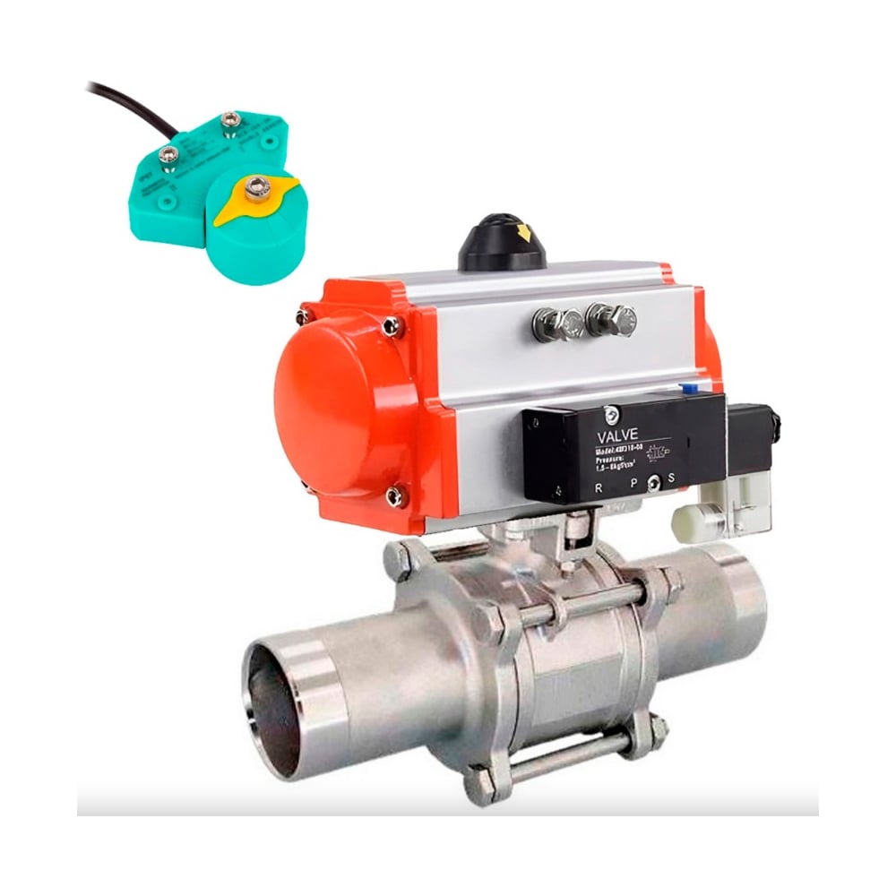 Изображение товара Кран DN.ru 304-304-PTFE-W-ISO-H LONG Ду10 Ру63 двухходовой разборный нержавеющая сталь