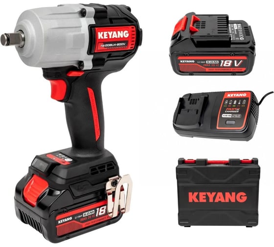Изображение товара Аккумуляторный ударный гайковерт KEYANG IW20BLH-800V (Set) 2 АКБ 5Ач, 1 ЗУ