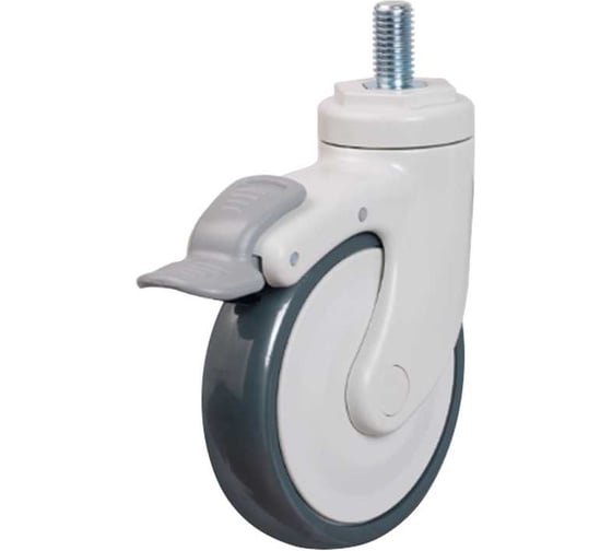 Изображение товара Колесо EMES с кронштейном, резьбовым стержнем и тормозом (упаковка 2 штуки) EC05MBT125X32FM12.2