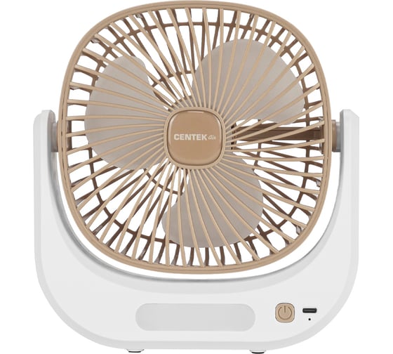 Изображение товара Вентилятор настольный аккумуляторный Centek 1800мАч, 5Вт, 10см, 3 скорости, наклон, таймер 8ч, USB Type-C, LED CT-5041