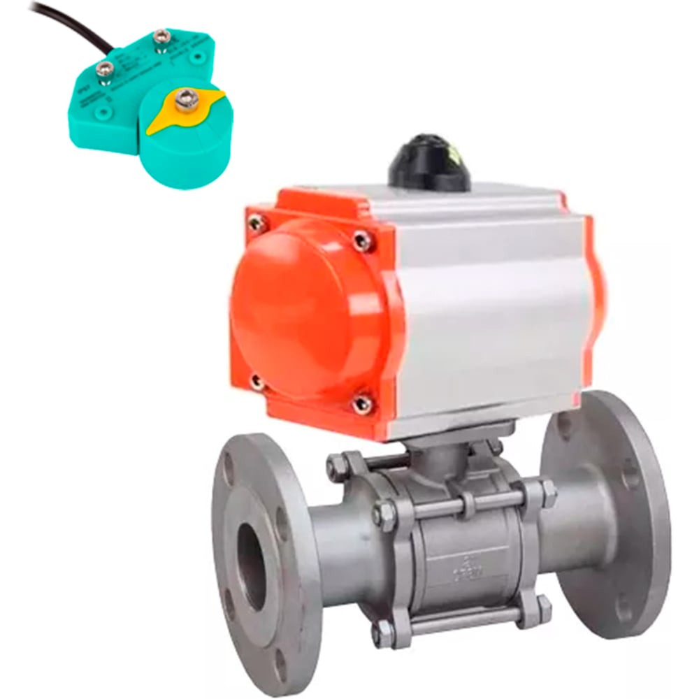 Изображение товара Кран шаровой DN.ru КШФПТ.316.180 Ду15 Ру40 с пневмоприводом