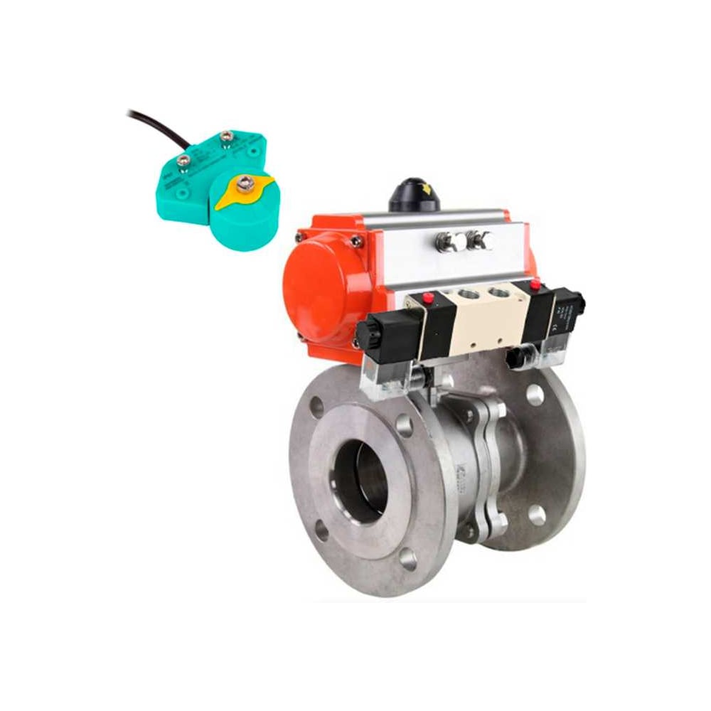 Изображение товара Кран шаровой DN.ru КШФП 316 200 Ду15 Ру40 пневмопривод разборный