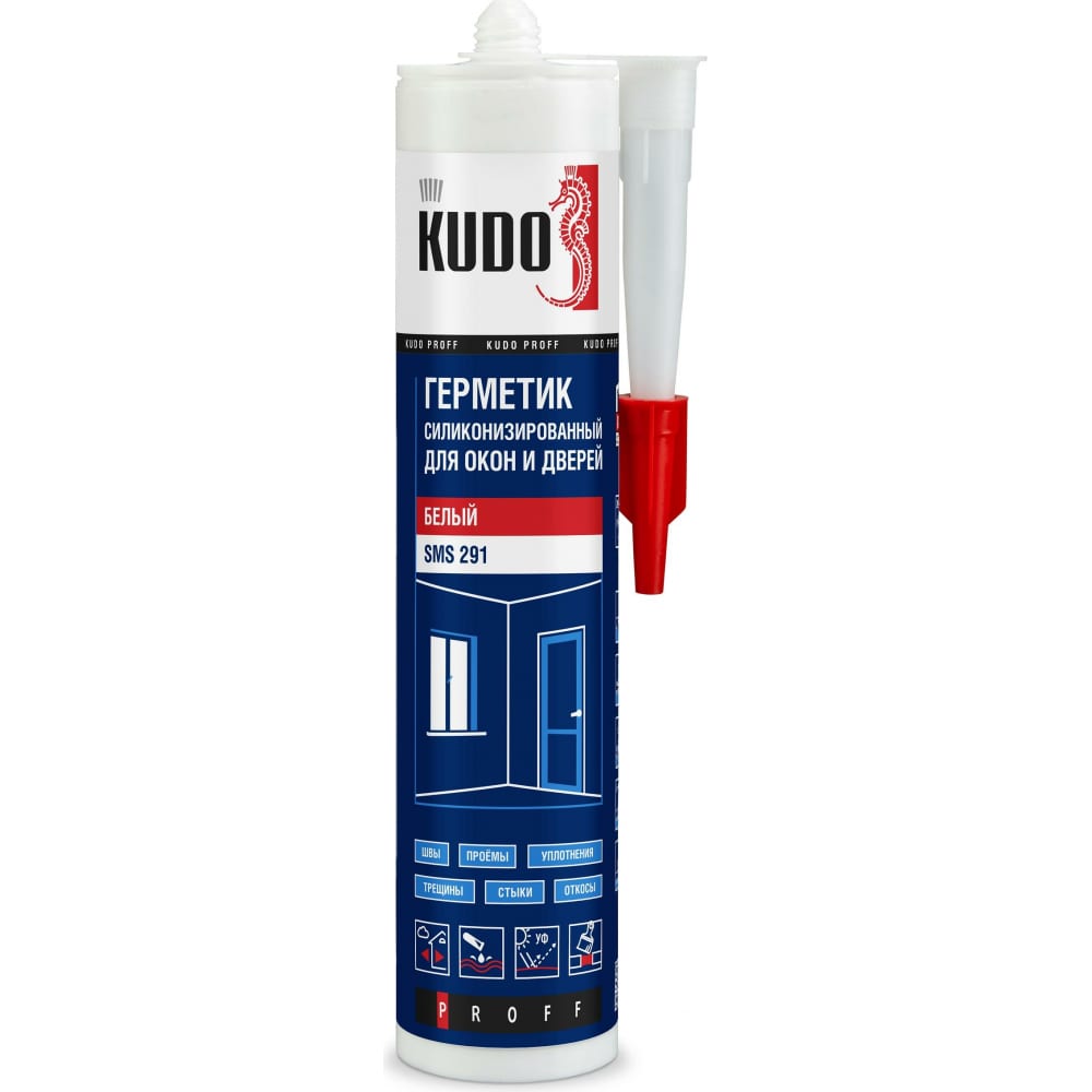Силиконизированный герметик для окон и дверей KUDO герметик силикон акриловый для окон и дверей kudo proff sms 291 280 мл белый
