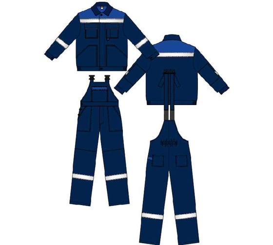 Изображение товара Костюм URSUS ЛЕГИОН куртка/полукомбинезон, цвет: т.синий/василек, ткань: ТВИЛ-250 КОС817-т.синий/василек; 52-54, 170-176 КОС817-т.синий/василек/52-54, 170-176