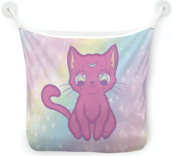 Изображение товара Органайзер для ванной - Сетка настенная на присосках для игрушек JoyArty "Кот на радуге", 39x33 см, tgb_385262