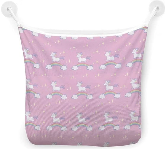 Изображение товара Органайзер для ванной - Сетка настенная на присосках для игрушек JoyArty "Единорог на радуге", 39x33 см, tgb_19538