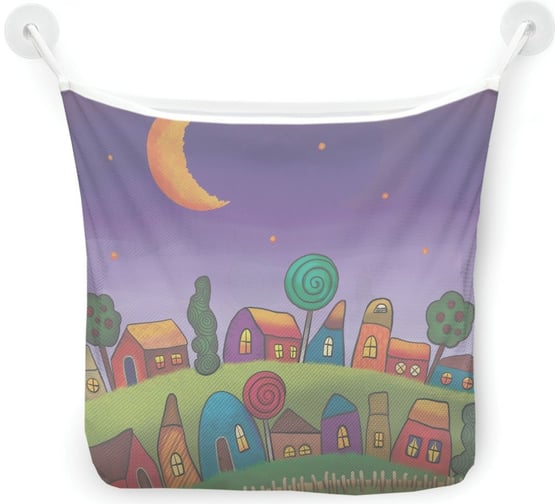 Изображение товара Органайзер для ванной - Сетка настенная на присосках для игрушек JoyArty "Милый городок", 39x33 см, tgb_385276