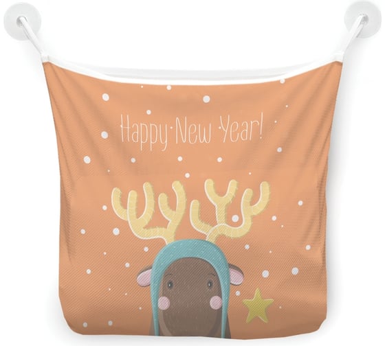 Изображение товара Органайзер для ванной - Сетка настенная на присосках для игрушек JoyArty "Олень в новогоднюю ночь", 39x33 см, tgb_290616