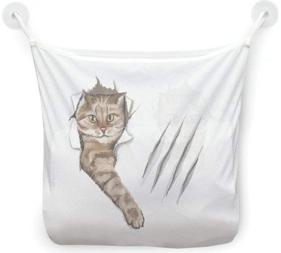 Изображение товара Органайзер для ванной - Сетка настенная на присосках для игрушек JoyArty "Озорной кот", 39x33 см, tgb_385295