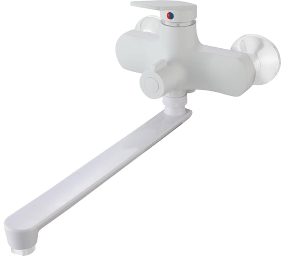 Изображение товара Смеситель для ванны РМС с длинным изливом из высокопрочного пластика, белый PL7-006E