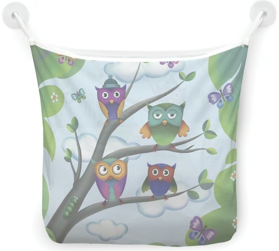 Изображение товара Органайзер для ванной - Сетка настенная на присосках для игрушек JoyArty "Совы на ветках", 39x33 см, tgb_378651