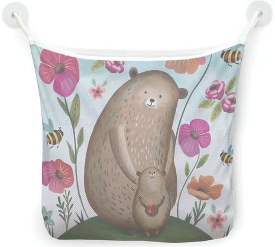 Изображение товара Органайзер для ванной - Сетка настенная на присосках для игрушек JoyArty "Мама медведица и медвежонок", 39x33 см, tgb_378650