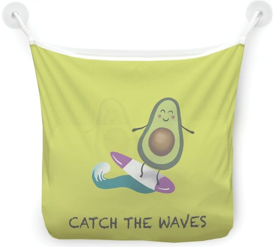 Изображение товара Органайзер для ванной - Сетка настенная на присосках для игрушек JoyArty "Авокадо в отпуске", 39x33 см, tgb_385267