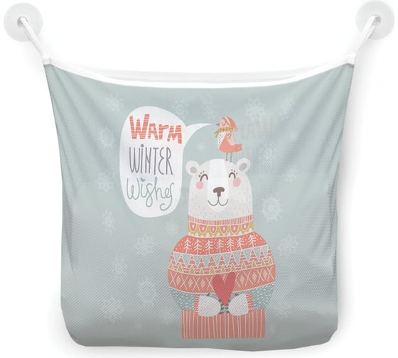 Изображение товара Органайзер для ванной - Сетка настенная на присосках для игрушек JoyArty "Теплые зимние пожелания", 39x33 см, tgb_182304