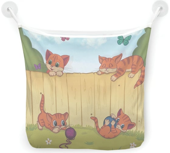 Изображение товара Органайзер для ванной - Сетка настенная на присосках для игрушек JoyArty "Игривые котята", 39x33 см, tgb_385266