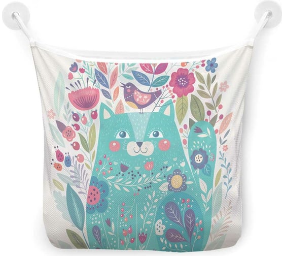 Изображение товара Органайзер для ванной - Сетка настенная на присосках для игрушек JoyArty "Счастливый котик", 39x33 см, tgb_26252