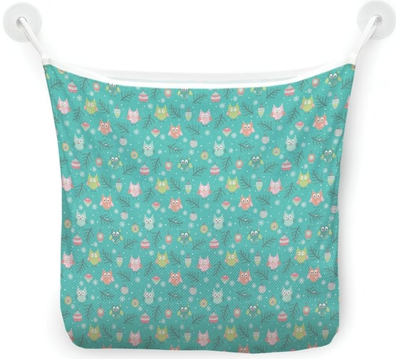 Изображение товара Органайзер для ванной - Сетка настенная на присосках для игрушек JoyArty "Рождественские совы", 39x33 см, tgb_380803